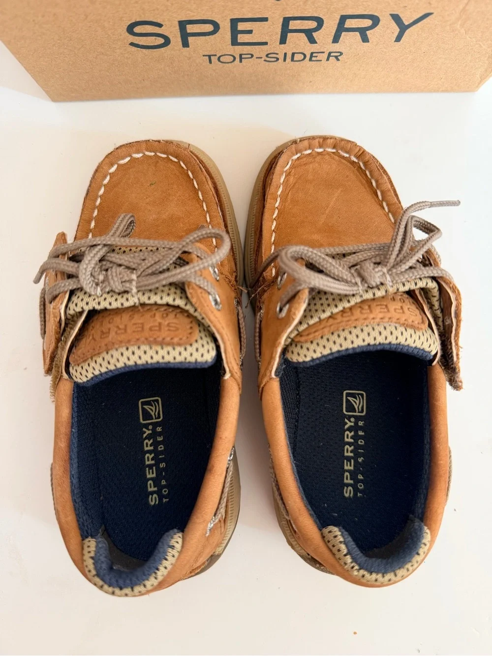 Sperry Kids Tan Brown Leather Moccasin Boat Shoes